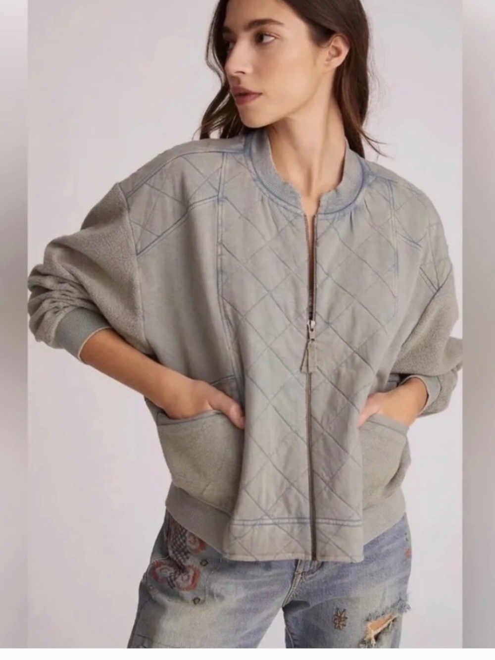 ANTHROPOLOGIE - PILCRO QUILTED BOMBER JACKET - M